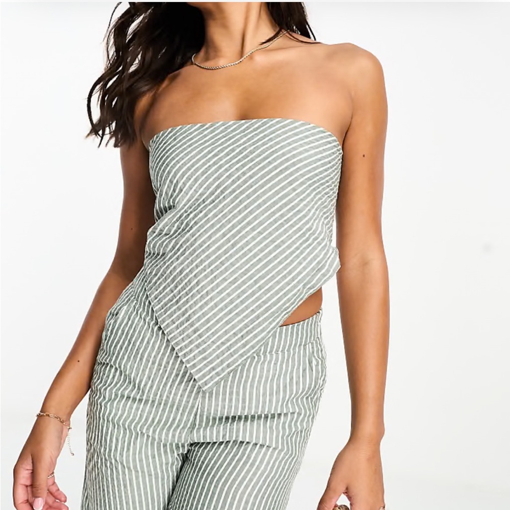 Rhythm Stevie Stripe Scarf Top Halter Green White Women’s Size Large
